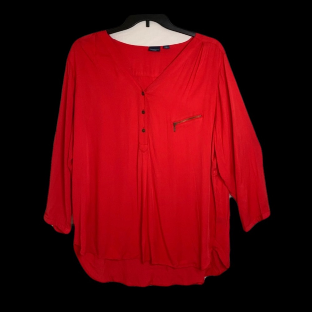 Westbound woman Red pocketed, V-neck Blouse